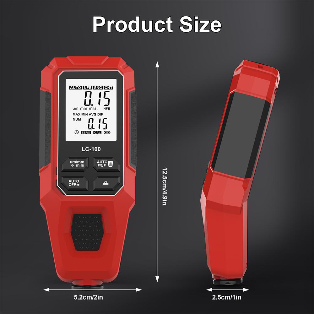 LC-100 Car Paint Thickness Gauge 0-2000UM Fe & NFe Film Digital LCD Coating Automatic Thickness Tester Manual Auto Paint Tools