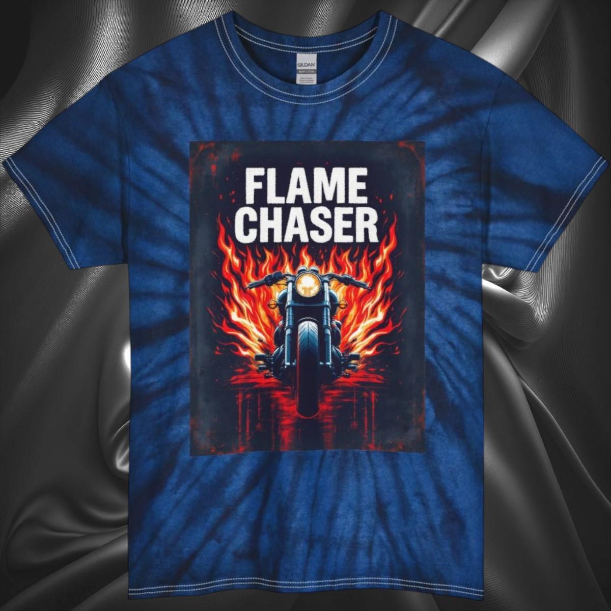 Flame Chaser Motorcycle Tee | Unisex Biker Tie Dye Tee S
