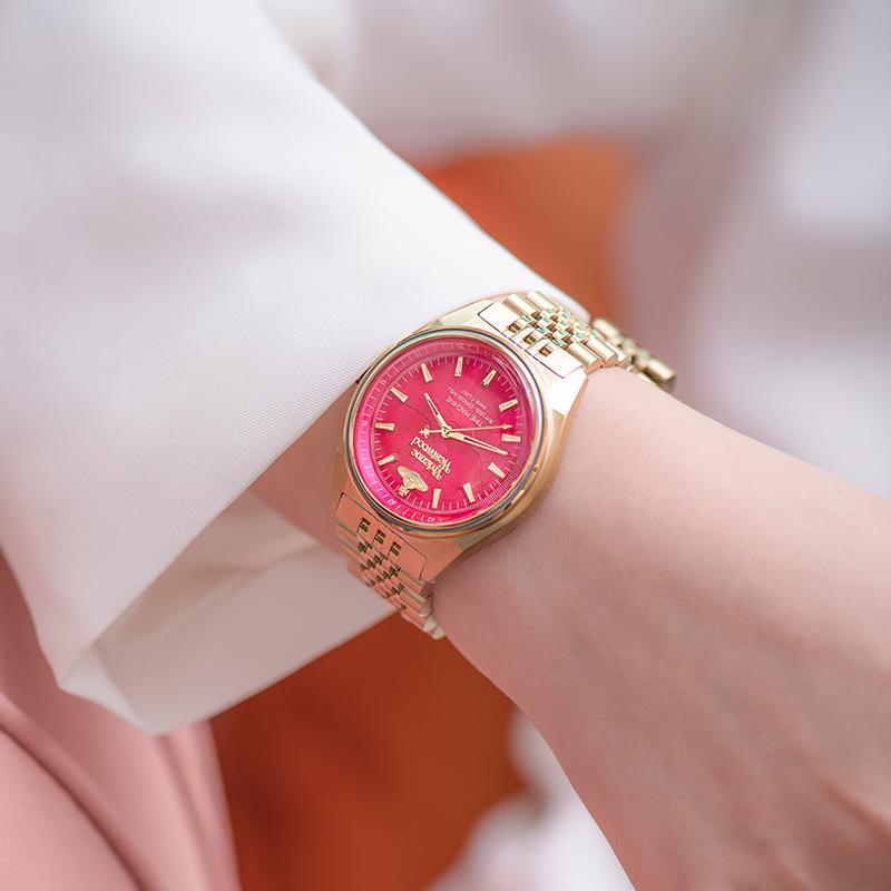 VIVIENNE WESTWOOD Quartz Watch Stainless Steel Strap Pink Dial Gift Box Classic Saturn Women Watches Fuchsia DWVV251RRGD