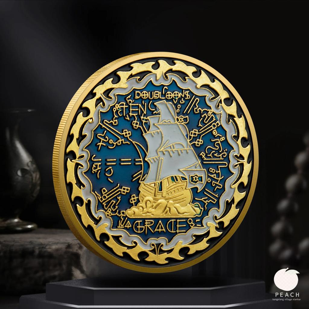 Piratskalle Minnesmynt Piratskepp Utrikeshandel Souvenir Mynt Minnesmedalj