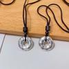 Sterling Silver Bagua Pendant Necklace with Woven Rope - Chinese Style Unisex Design