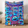 Name Custom Cookie Monster Print Flannel Blanket High Quality Warm Comfortable Cover for All Seasons Perfect for Gifts Home Decor