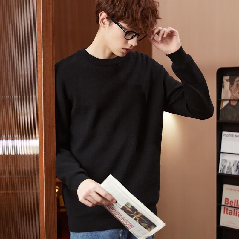 TonLion Men's 2023 Fleece-Lined Loose Round Neck Sweater