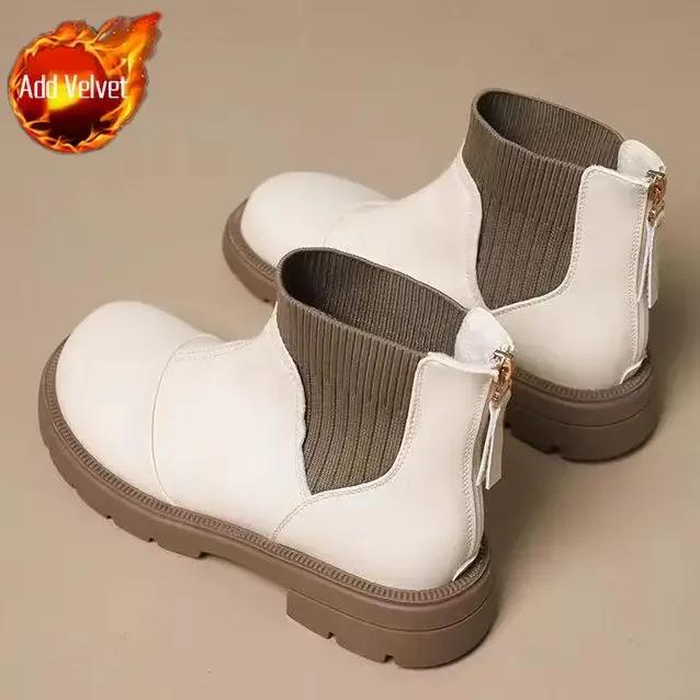 Pelz Plateau Neuheiten Stiefeletten Klobig Im Angebot Schick und Elegant Damen Kurze Schuhe Große Größe Warm Sale Heiß Pu Damen Knöchelstiefel
