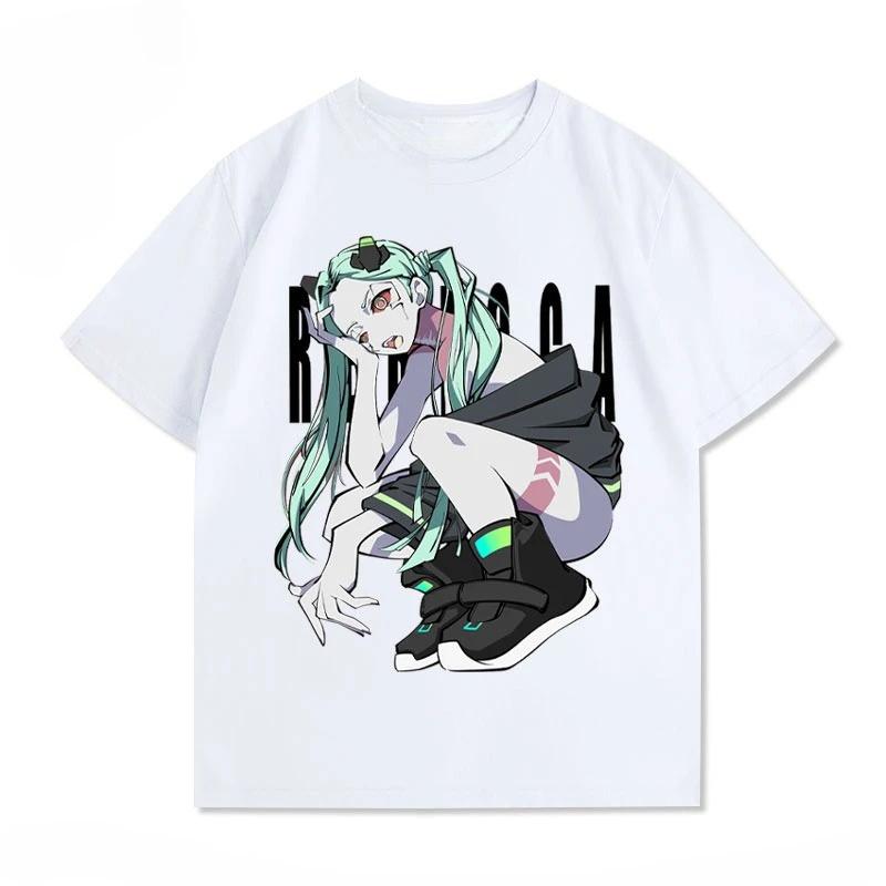 Cyberpunk-Print Sommer Damen Hochwertiges Reine Baumwolle100% Baumwolle Rundhals T-Shirt Lässiges und Modisches Kurzarmshirt