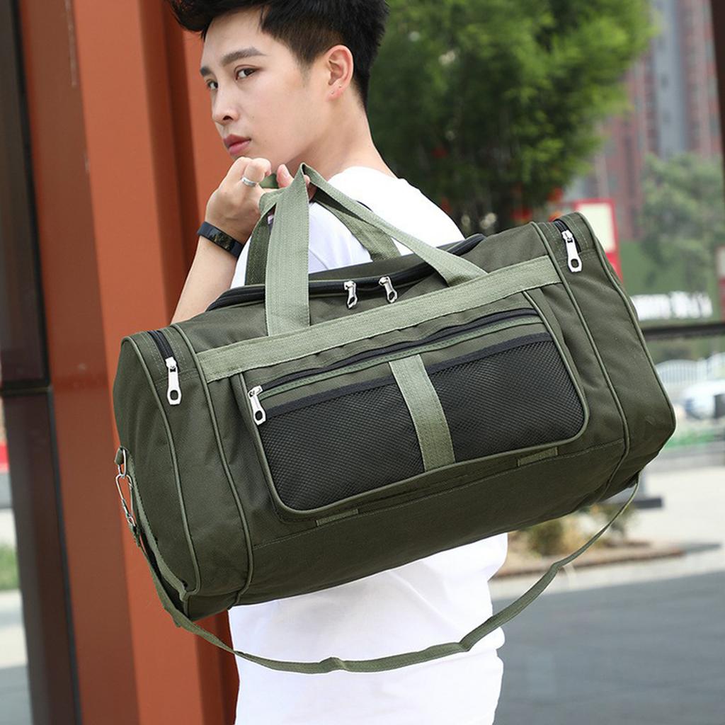 Gym Sport Bag with Compartment and Side Pocket for Men Women Vacation Camping Large Capacity Foldable Travel Duffel Bag