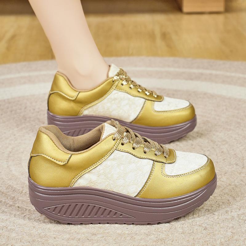 Fashion Fashion Ladies Women'S Shoes Sport Sequins Wedges Shoes Shake Silver Comfortable Sport Jogging Tennis Lace-Up Running Sneakers