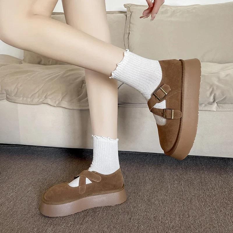 Fashion Women's Shoes Platform Female Footwear Casual Sneaker Round Toe Loafers Mary Jane Shallow Mouth All-Match Clogs Dress New