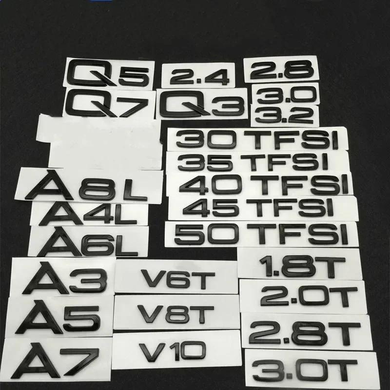 For Audi RS3 Black Silver 1.8T 2.0T 2.4 3.0T 3.2 3.6 4.2 A3 A4 A5 A6L A7 A8L Q3 Q5 Q7 Emblem For Audi Car Rear Sticker Badge Logo Accessories