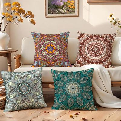 Boho Mandala Floral Pattern Cushion Cover Premium Comfort Reversible Pillow Cove -Two In One Design for Any Room & Car Interior