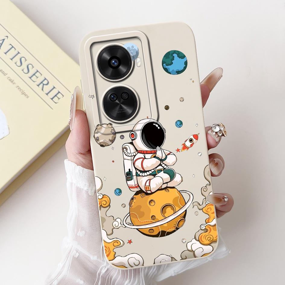 Für Huawei nova 12 SE 2024 Hülle BNE-LX1 Stoßfeste Abdeckung Niedlicher Astronauten-Cartoon Mattes Funda auf Huawei Nova12 SE Quadratischer Schutz