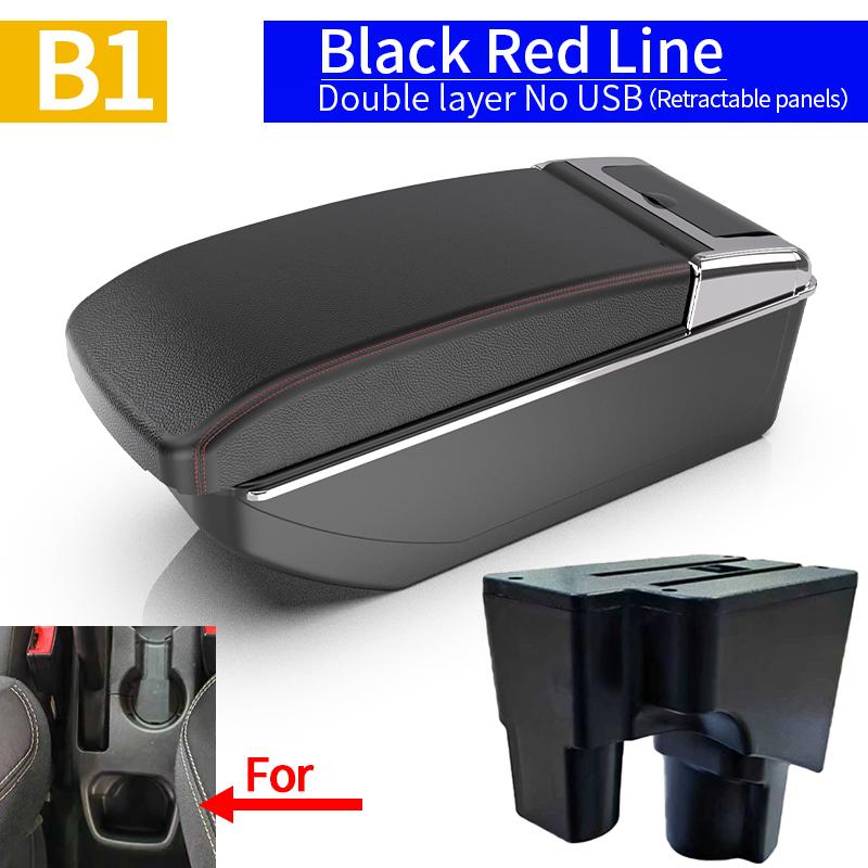 For Chevrolet SPIN car armrest interior modification center console storage box car accessories with cup holder USB modification B1 Black red NO USB