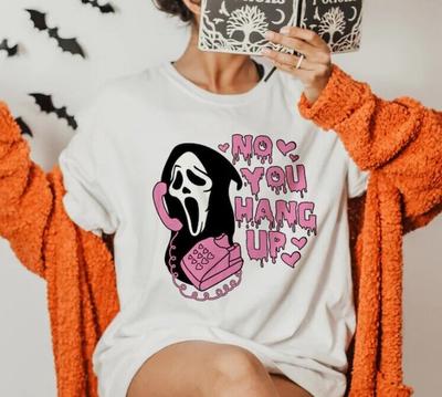 New No You Hang Up T-Shirt, Ghostface Scream Shirt, Halloween Horror Tee, Funny Unisex T-Shirt