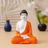 Orange White Resin Handcrafted Meditating Lord Buddha Statue for Living Room Home Decor Office |