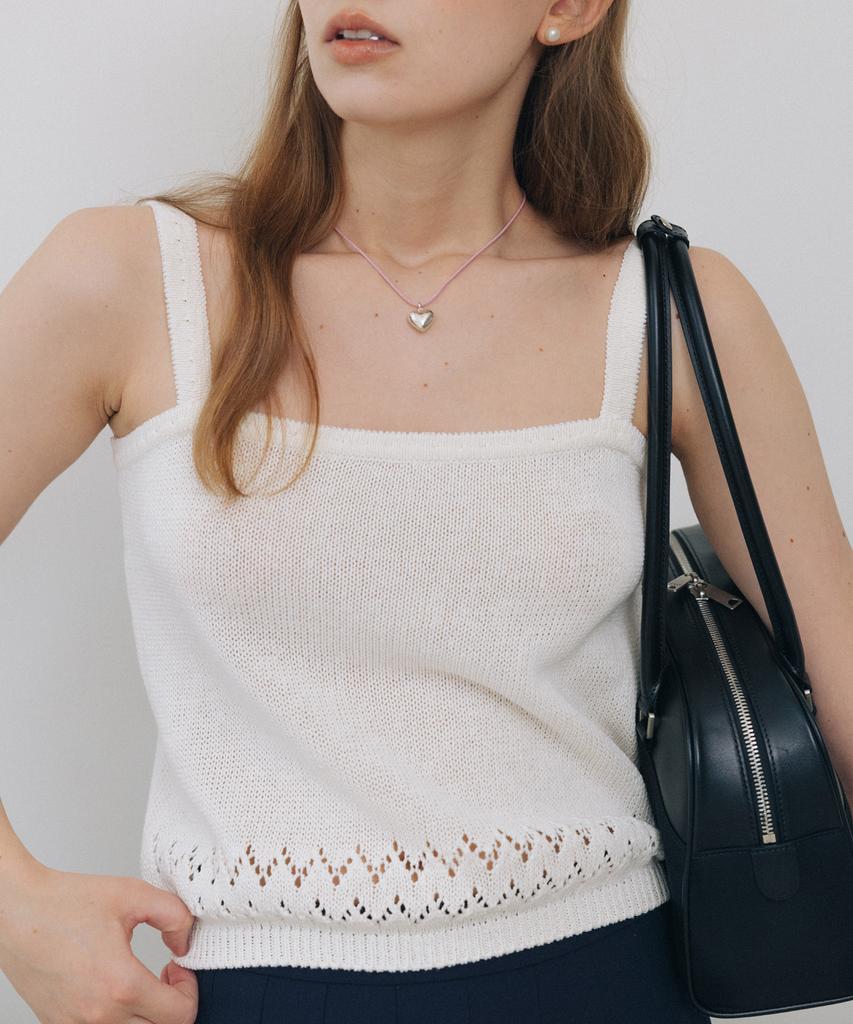 Tudument Punching Sleeveless Knit Top Ivory