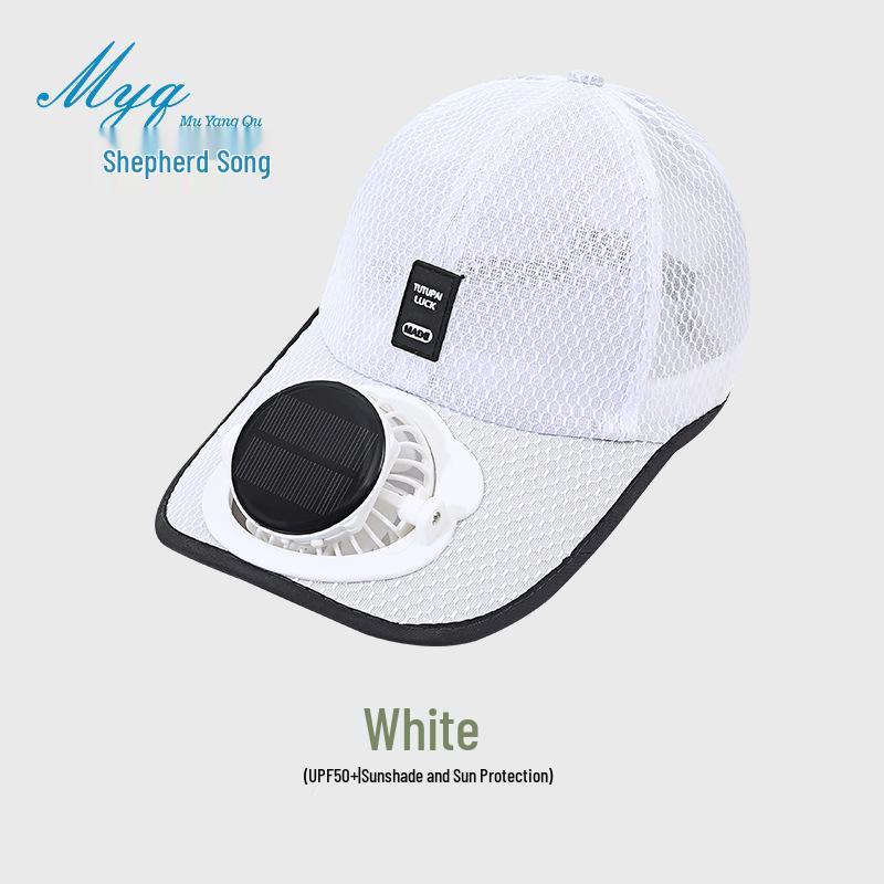 Summer Mesh Baseball Cap with Solar Fan and Sun Protection