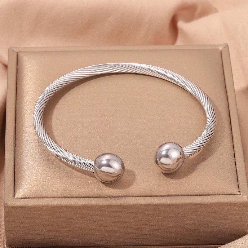 Popular, Personalized Trend, Retro Stainless Steel Winding Geometric , Pearl Steel Wire