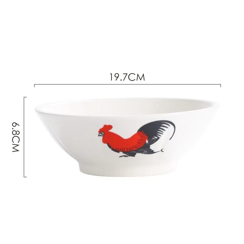Classic Rooster Ceramic Soup Bowl Set