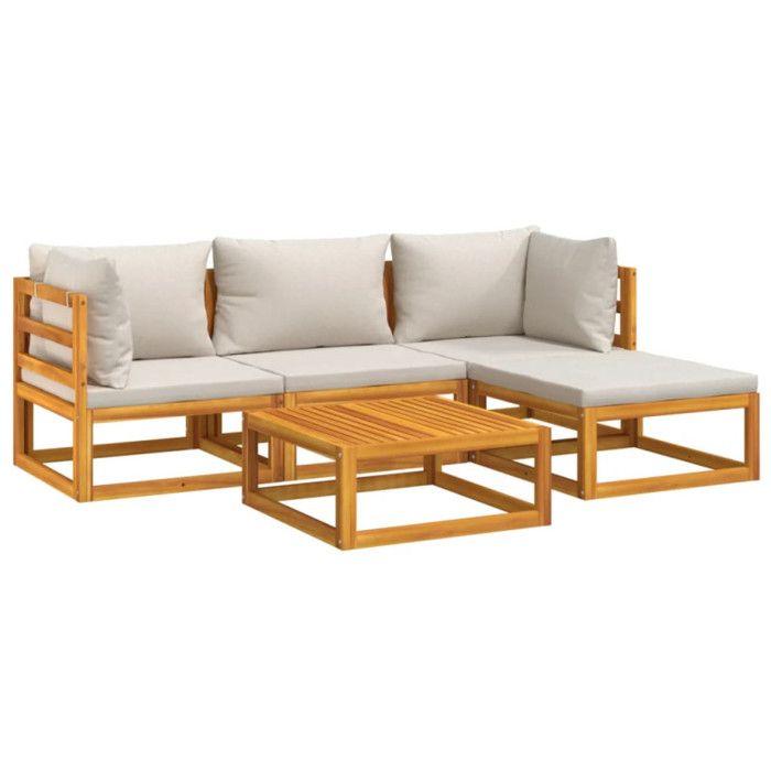 VidaXL Garden Lounge Set with Cushions 5 Pcs, Sofas with Backrest, Furniture Set with Coffee Table Patio Terrace, 3155279