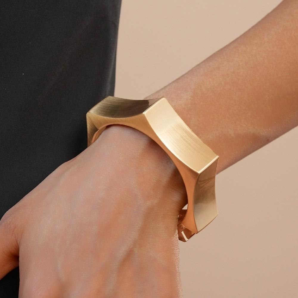 Hexagon Cuff Bangles Zinc Zinc Alloy Metal Exaggerated Bracelet Temperament Wide Open Bangle  Gift