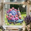 Spring Gnome Window Clings Floral Berries Gnome Glass Stickers Double-Sided Reusable Static Decals