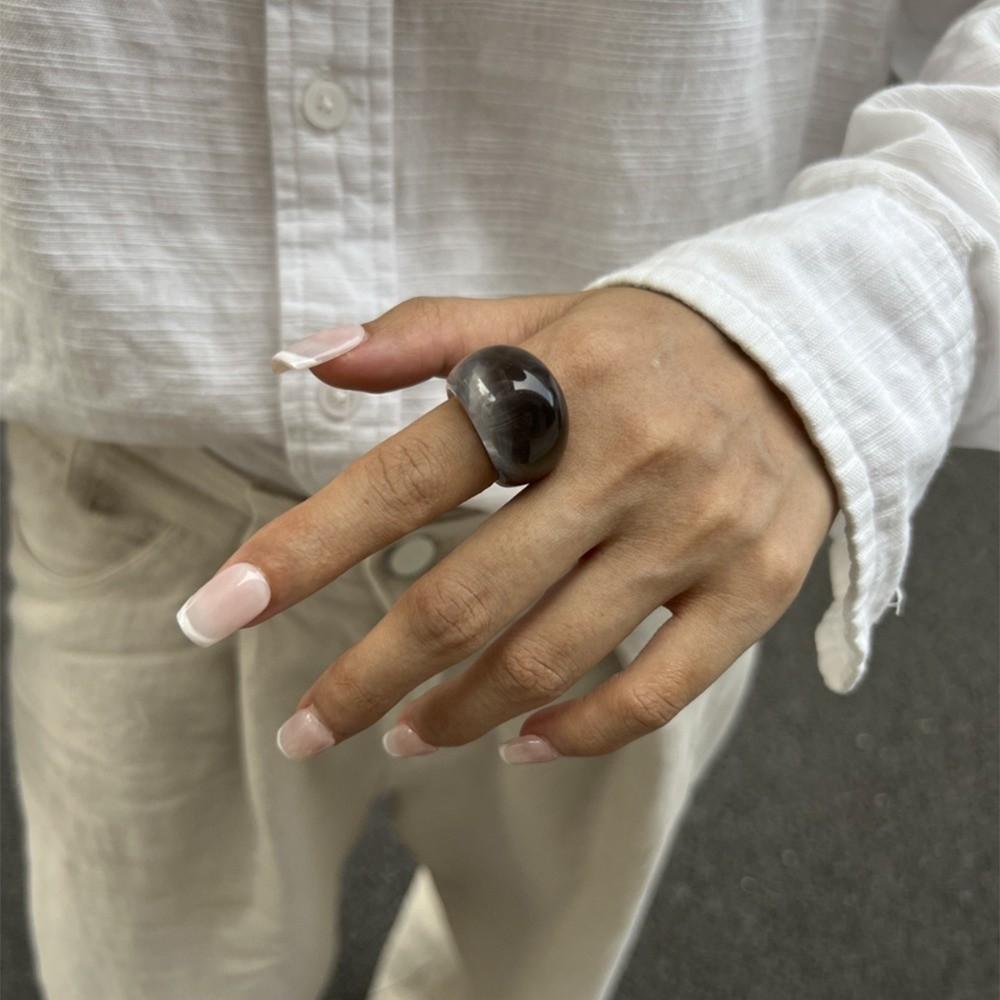 Dome Acrylic Geometric Ring Candy Color Irregular Ring Retro Transparent Resin Ring  Gift