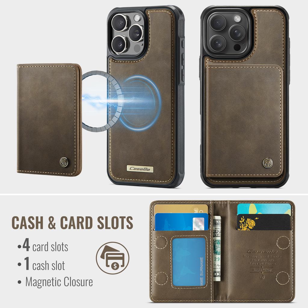 For iPhone 14 Pro Max Magnetic Case CASEME ME80 Series Leather PC TPU Phone Cover with Detachable Wallet