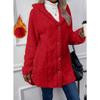 Women's Hooded Double-Sided Fleece Cardigan Long Sleeve Casual Warm Jacket Reversible Fleece Coat