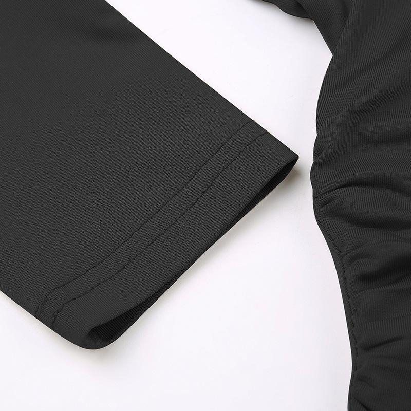 Mode Swingkragen Kapuzen Langarm T-Shirt Damen Frühling Herbst Einfarbig Basic Kurz Sexy Damen T-Shirts Tops Lässig Slim Street Girls Y2K Tee 25754