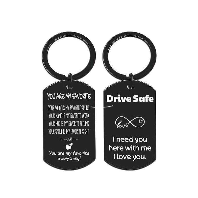 Stainless Steel Keychain Drive Safe A Pair Double Sided Grateful Inspirational Small Gift For Friends Current European Style Keychain for Backpack Bag