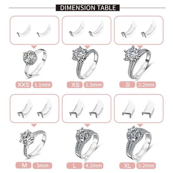 8 Pcs/Set Ring Size Adjuster Mat Transparent Invisible Non-irritation Reusable Soft Anti-slip Different Sizes Ring Size Reducer Mat Ring Guard