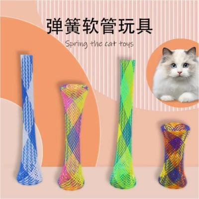 10 per zak Kat Lente Speelgoed Stok Gratis Opvouwbare Lente Vorm Meerkleurig Katten Stuiteren Speelgoed Huisdier Trainingsspeelgoed Willekeurige Kleur Mascotas