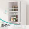 Tall Bathroom Storage Cabinet, 64”H Narrow Storage Unit for Small Spaces, Freestanding Modern Cabinet with Adjustable Shelves