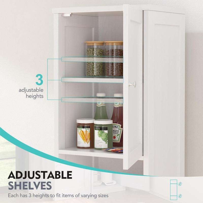 Tall Bathroom Storage Cabinet, 64”H Narrow Storage Unit for Small Spaces, Freestanding Modern Cabinet with Adjustable Shelves