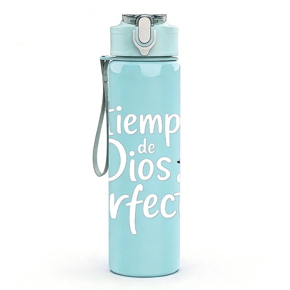 1PC El Tiempo Dice Perfecto Spanish Quote 750ml Color Plastic Sports Water Bottle Leakproof Flip Straw Lid Suitable for Sports Office Home Use
