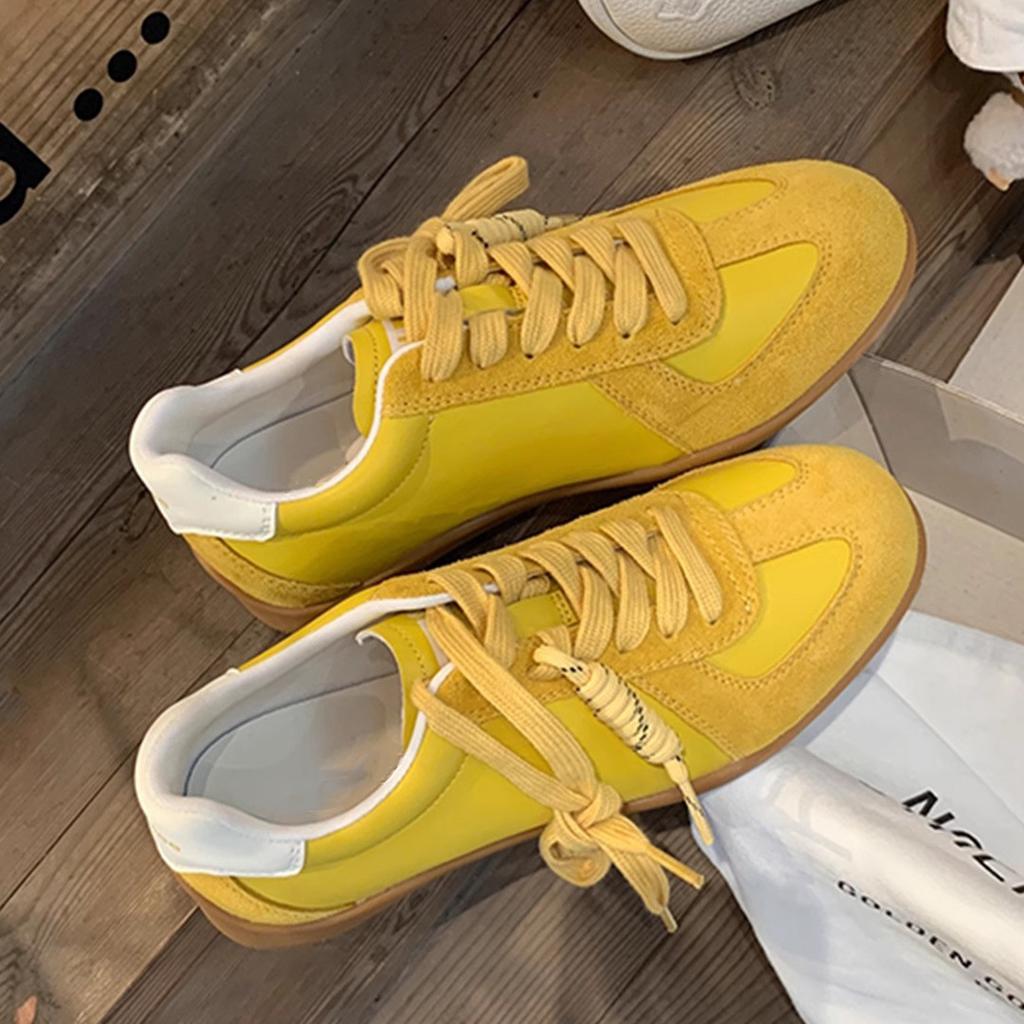 Grape mother same style German training shoes women's lace-up color matching round head versatile comfortable casual sports shoes women's leather boar