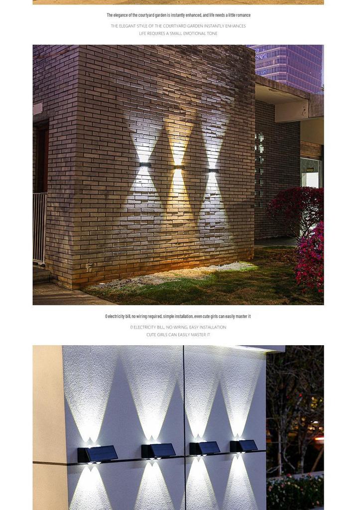 Super Bright Solar Dual-Directional Wall Washer Light - Waterproof Outdoor Villa Courtyard Decorative Spotlight
