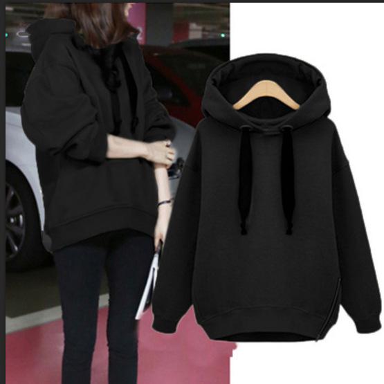 Women's 2024 Autumn/Winter Plus Velvet Loose Pullover Hooded Sweatshirt