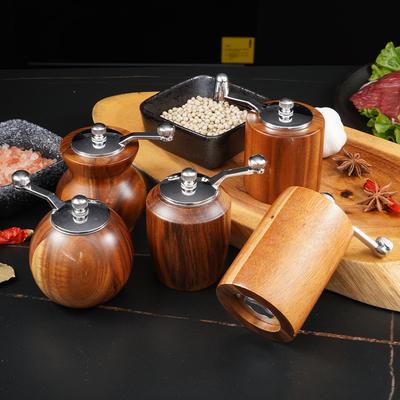 Hand-cranked Wooden Pepper Grinder,Vase/Wine Jar/Sphere Style, Spice Mill Crushers,Coffee Beans, Salt Shakers, Pepper Grinder