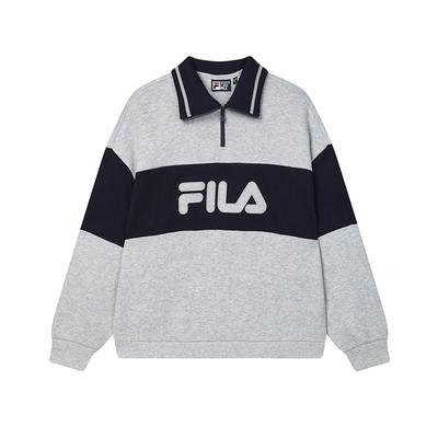 Originales Logo Bestickt Colorblock Locker Lässiger Pullover Amerikanischer Stil Half-Zip Sweatshirt Damen Sweatshirt F11W519204F-MG