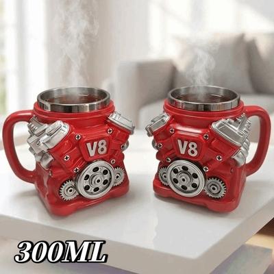 Retro V8 Engines Stainless Steel Cup with Handle Insulation Car Mug  Gifts for Men and Boys