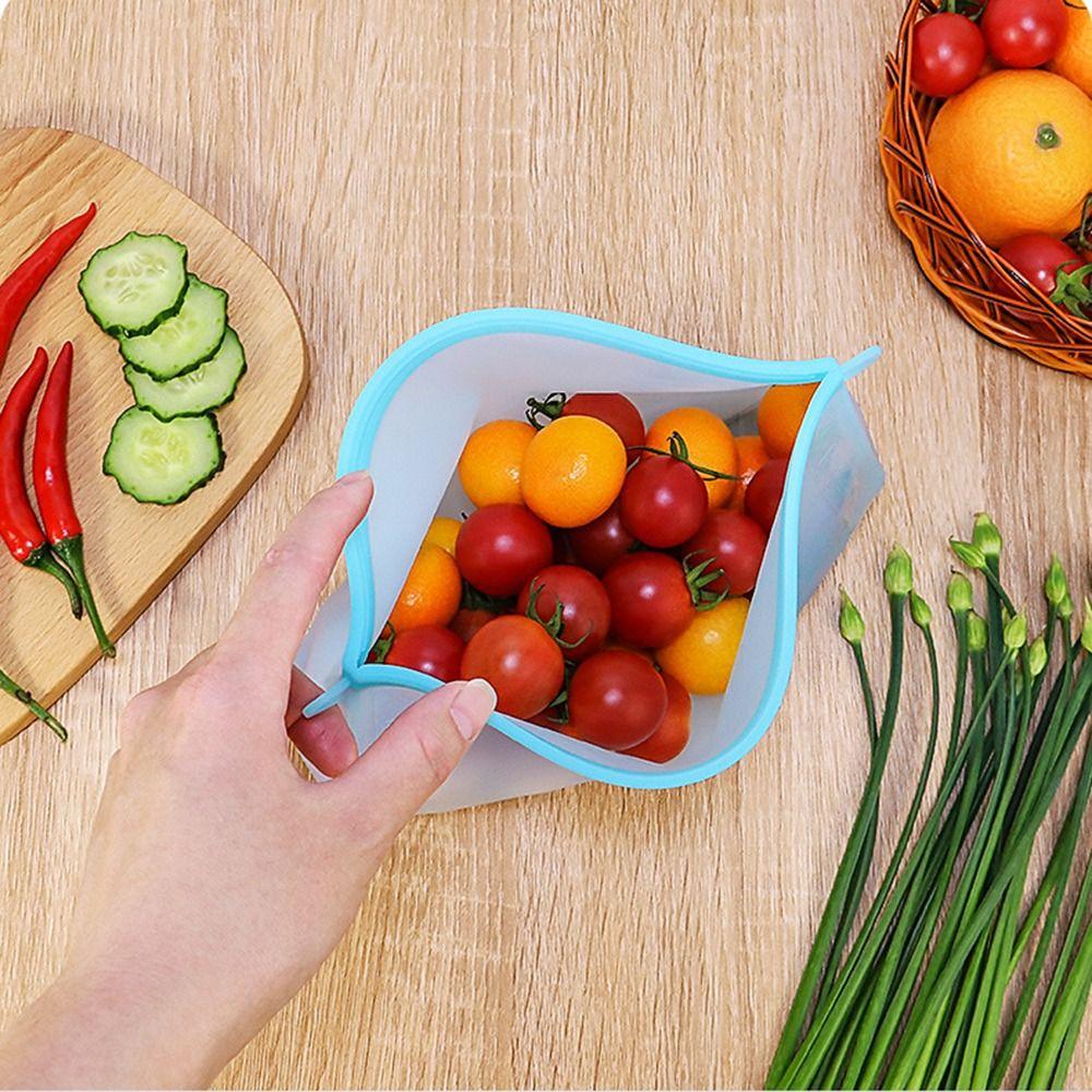 500/1000/1500ml Silicone Storage Bag Reusable Kitchen Fresh Bag Food Storage Container Sandwich