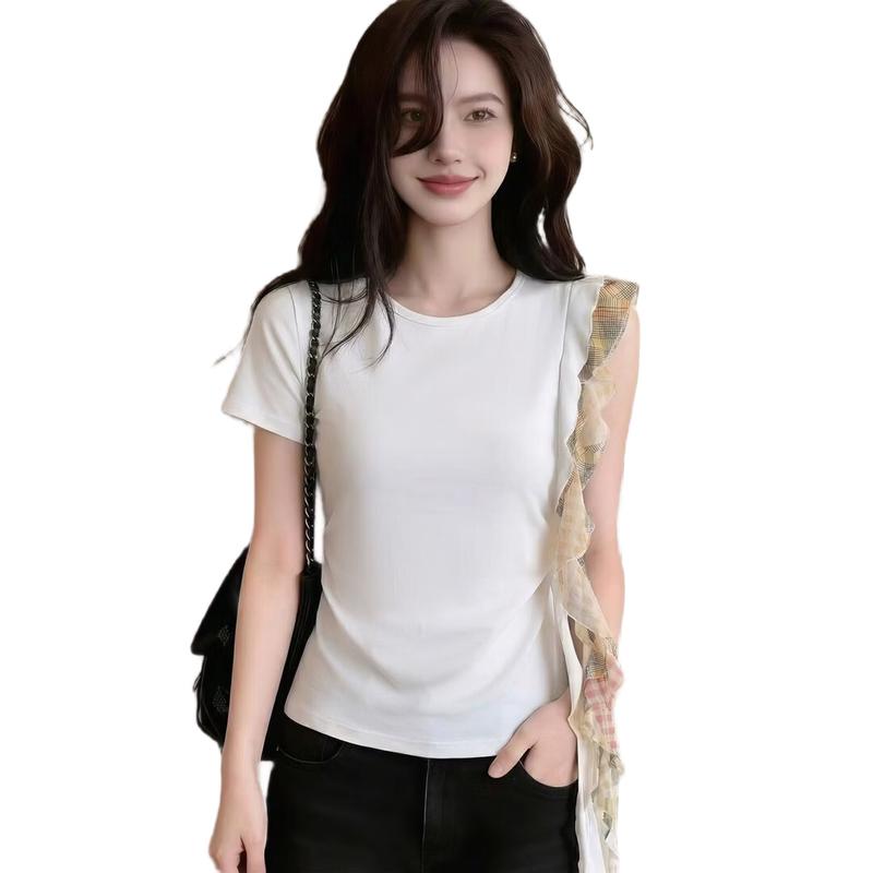 La Chapelle Women's Ruffle Short Sleeve T-Shirt