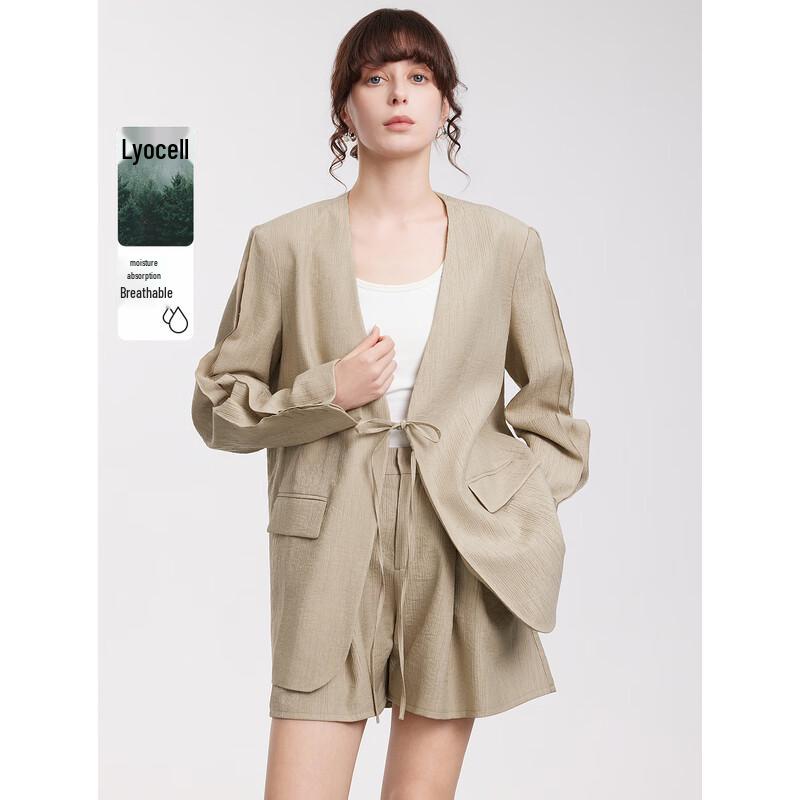 

Блейзер ELLE во французском стиле с V-образным вырезом и поясом L