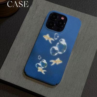 Serene Blue Goldfish Cute Aquatic Scene Shockproof Phone Case for iPhone 17 16 15 14 11 12 13 Pro Max Air Plus Back Cover