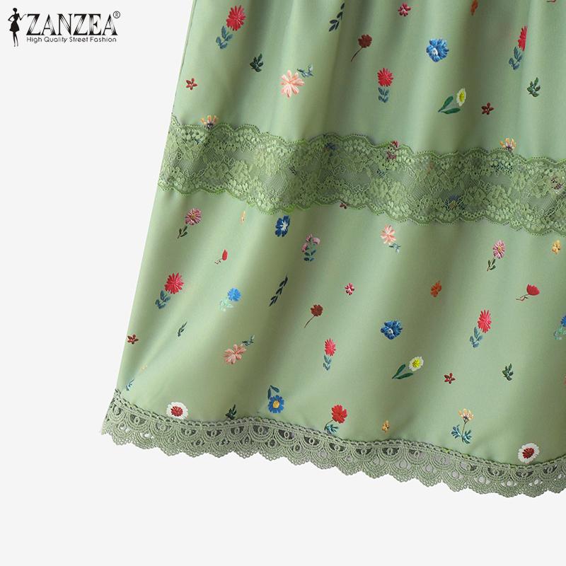 ZANZEA Women Casual Elastic Waist Loose Floral Long Skirts