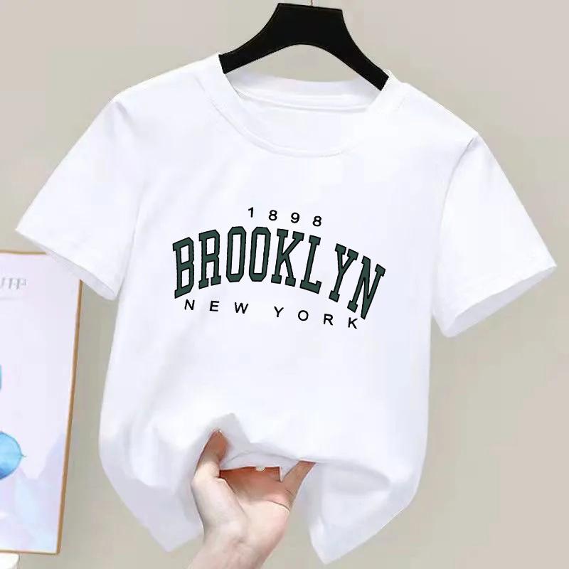 T Shirt Los Angeles Number 91 Brooklyn Graphic Round Neck Kids Tshirt Casual Girls Top