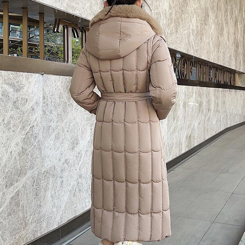Detachable sleeves Plus Size L-7XL Fashion Woman Winter Coats With Belt Big Faux Fur Collar Long Parkas Hooded Loose Thick Female Jackets