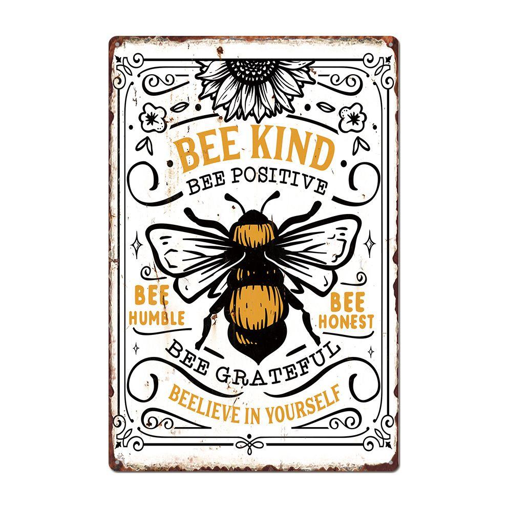 Bee Series Metal Tin Sign Wall Decor 20x30cm