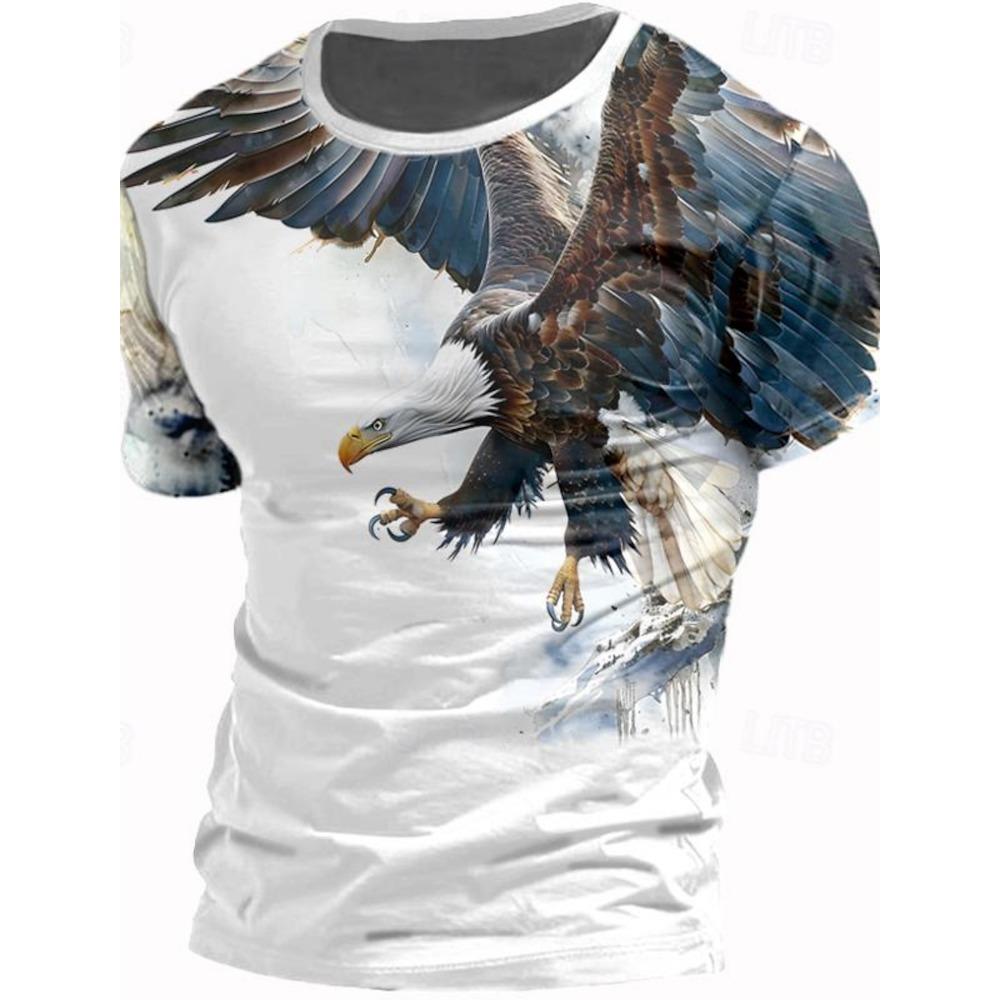 Animal Wolf Fashion Ethnic Athleisure Men's 3D Print T Shirt Tee Street Sports Outdoor T Shirt Crew Neck Shirt Summer Clothing